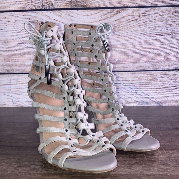 Women’s Joie Gray Strappy Heels Size 7.5 - Picture 2 of 11